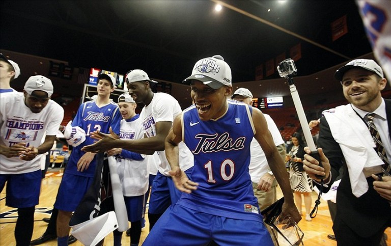James Woodard after Tulsa qualified for the NCAA Tournament in 2014  [Photo: Ivan Pierre Aguirre-USA TODAY Sports]