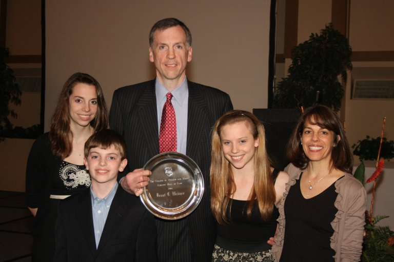 Weidner with his family after being inducted into the W&M Athletic Hall of Fame in 2010 