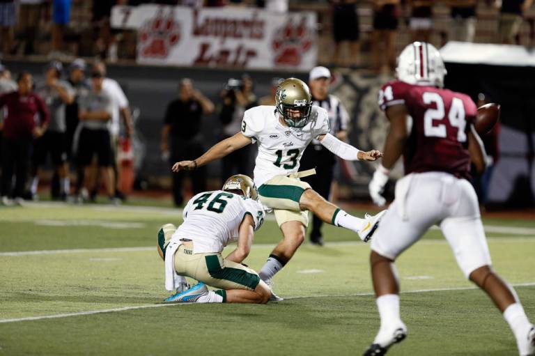 Nick Dorka connects on an FG attempt last Saturday [via tribeathletics.com]