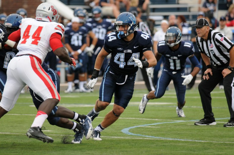 Don Cherry mans the middle of the Villanova defense, and is the Wildcats' best player on defense. [photo: caasports.com]