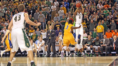 The Shot: Daniel Dixon's semifinal game winning, buzzer beating 3 pointer over Hofstra last year. Never. Forget. [photo: tribeathletics.com]