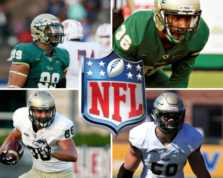 Tyler Claytor (Chicago Bears), DeAndre Houston-Carson (Chicago Bears), Christian Reeves (Kansas City Chiefs), and Luke Rhodes (Tampa Bay Buccaneers) have all either been drafted or have earned NFL Camp Invites. [photos: tribeathletics.com]